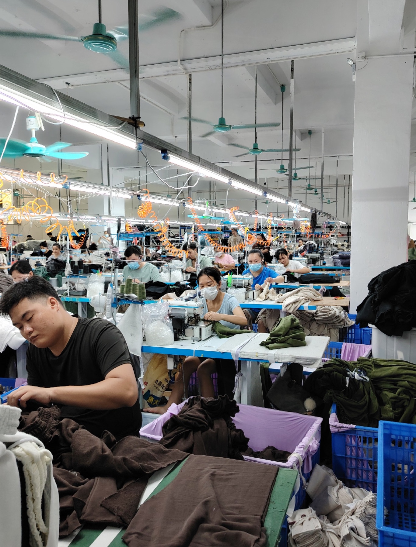 A garment workshop floor in Guangzhou